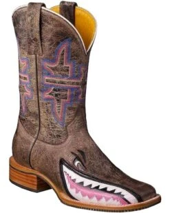 Tin Haul Women's Man Eater Shark Western Boots - Square Toe
