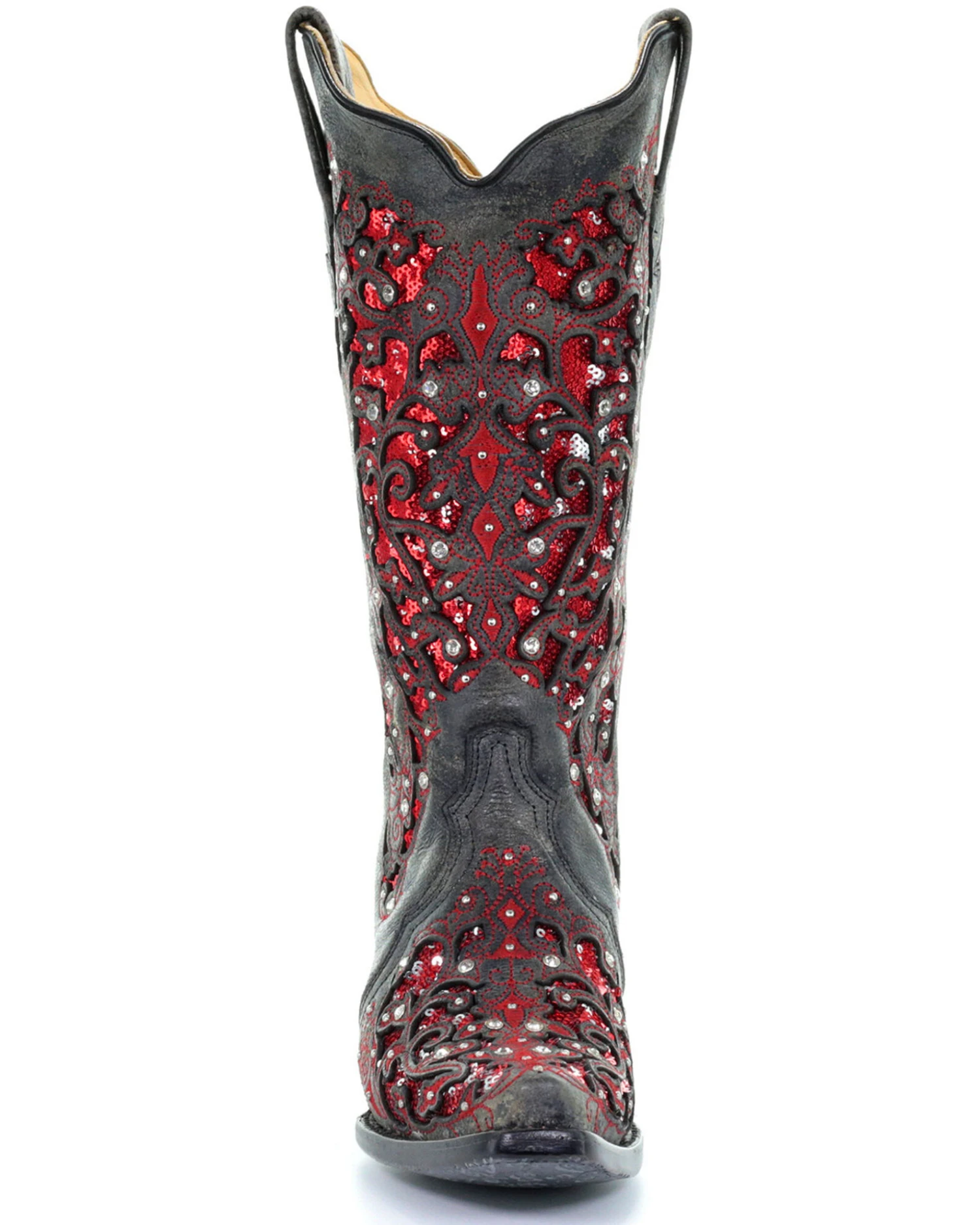 Corral Women's Crystal And Red Sequin Inlay Western Boots - Snip Toe - Image 4
