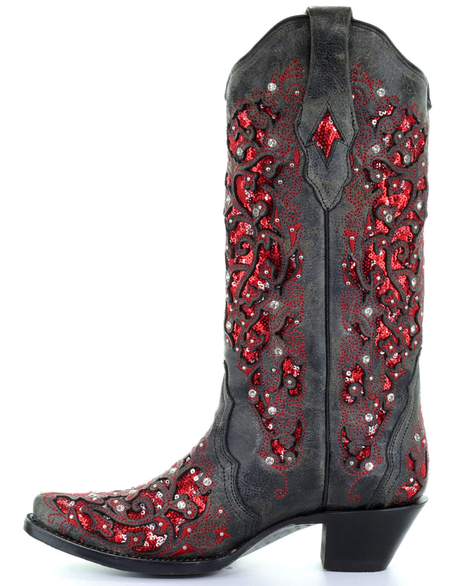 Corral Women's Crystal And Red Sequin Inlay Western Boots - Snip Toe - Image 3