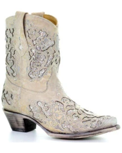 Corral Women's Metallic Glitter Inlay & Crystal Boots - Snip Toe