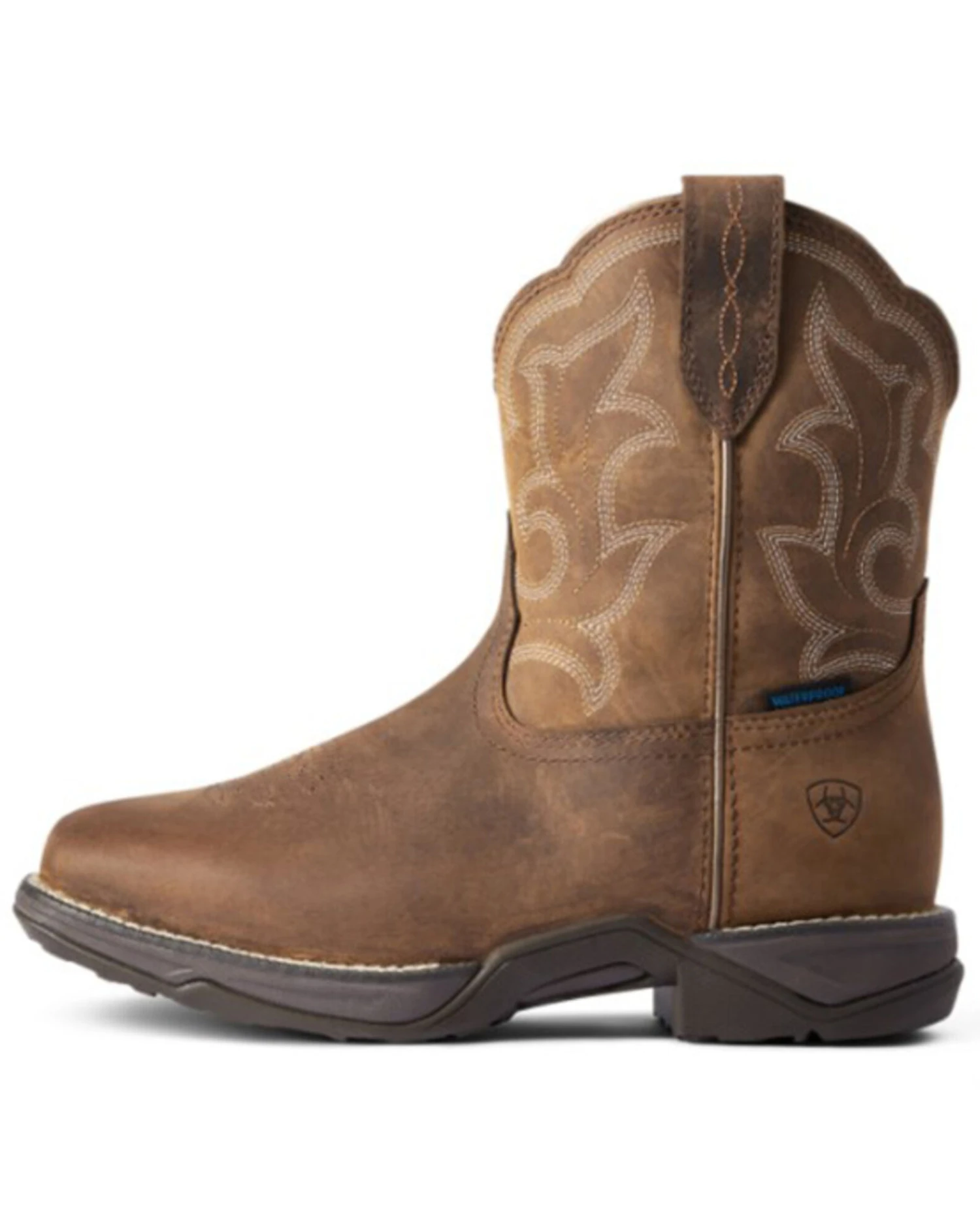 Ariat Women's Distressed Brown Anthem Shortie II H20 Full-Grain Western Boot - Square Toe - Image 2