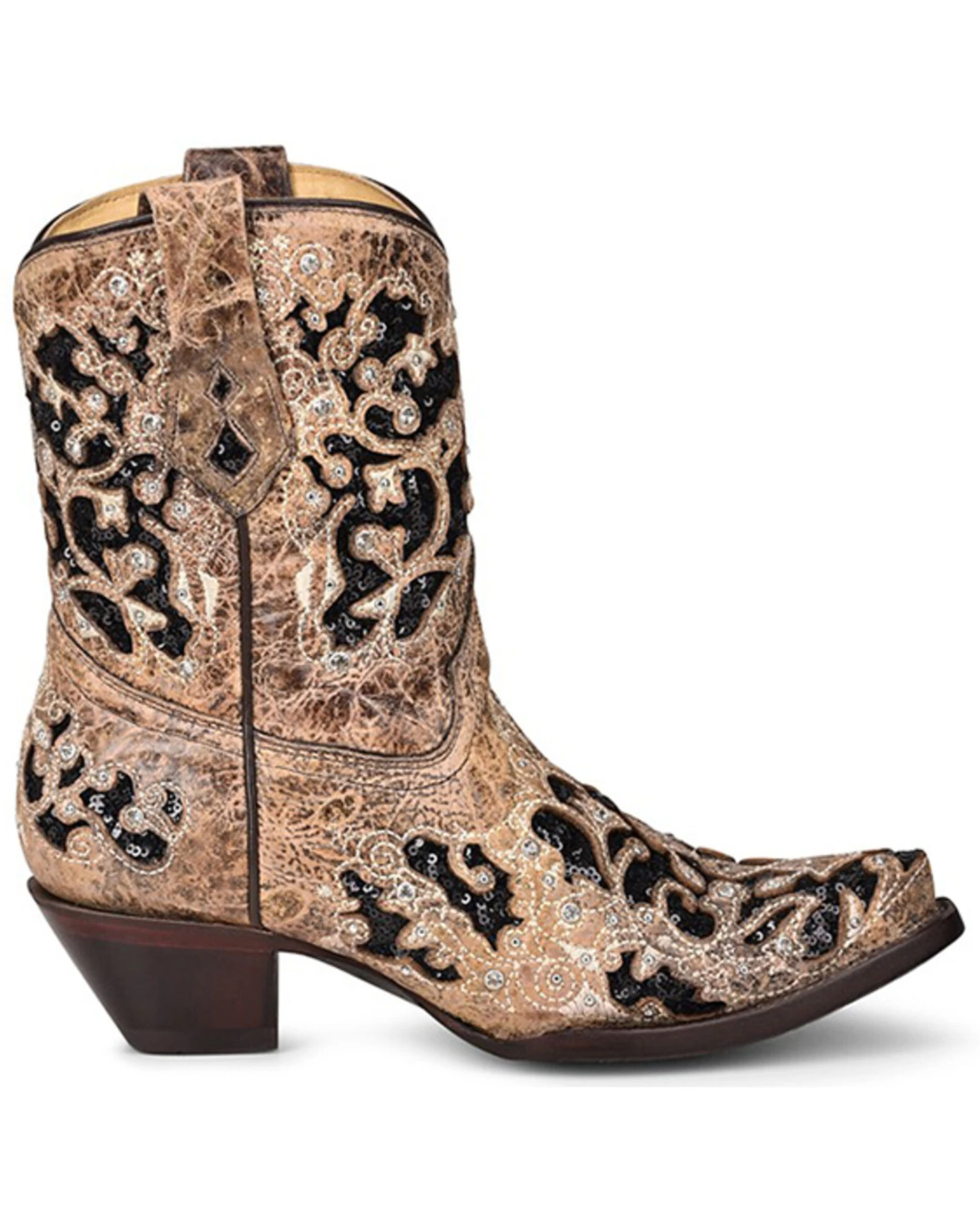 Corral Women's Brown Inlay Western Booties - Snip Toe - Image 2