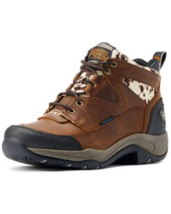Ariat Women's Cow Print Terrain Waterproof Boots - Round Toe 